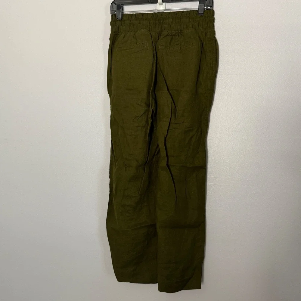 Quince 100% European Linen Wide Leg Pants in Martini Olive - Small